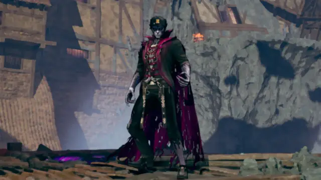 Stupid Never Dies Vampire Style standing in a long coat