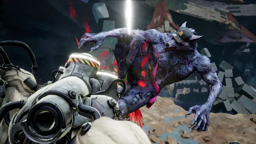 Werewolf Style using a large Body Hack gun in combat
