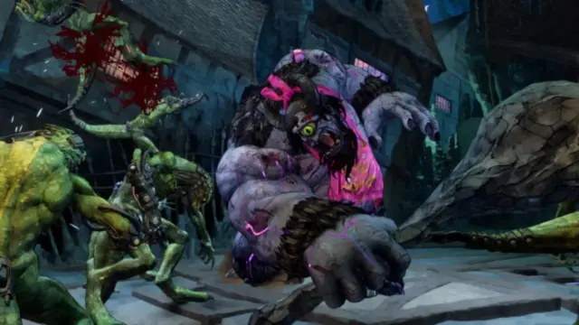 Stupid Never Dies Cyclops Style surrounded by reptile enemies