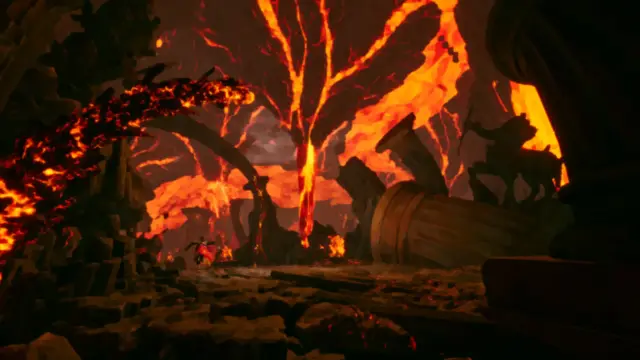 Stupid Never Dies lava-filled dungeon layer