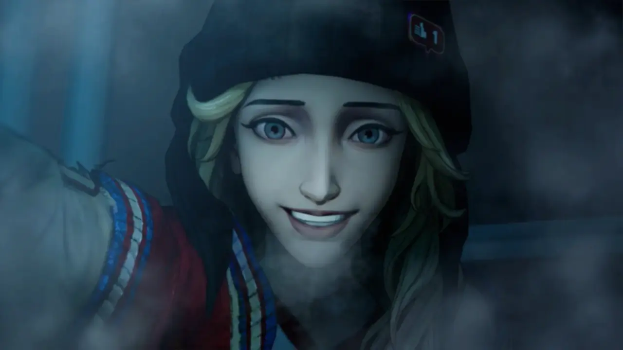 Stupid Never Dies portrait of Julia smiling in a knit hat