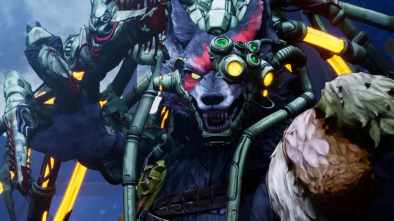 Stupid Never Dies close-up of the mechanical wolf boss Wolfgang