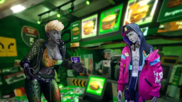 Stupid Never Dies scene of Bessie and Davy at the Bessie Burger counter