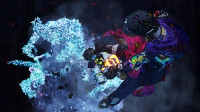 Stupid Never Dies ice burst attack hitting a mechanical monster